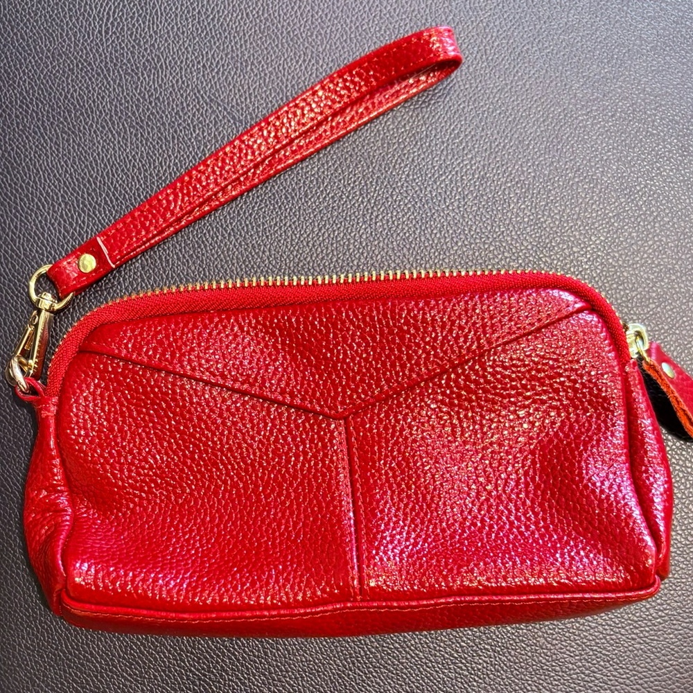 Designer Inspired Leather Wristlet Clutch